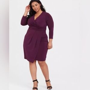 Torrid EUC Size 2 Purple Studio Knit Surplice Wrap Dress